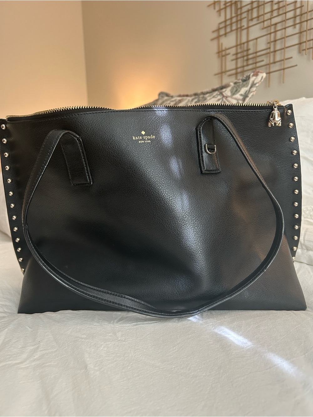 kate spade Rwanda Black Pebble Leather Studded Tote